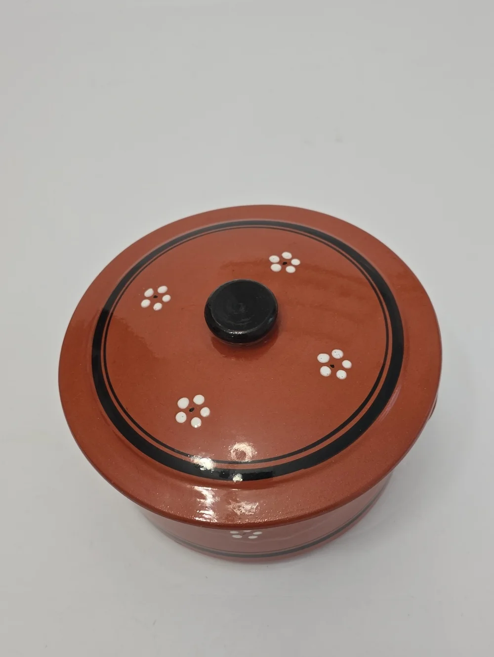 Portuguese Terracotta Clay Casserole Dish Handpainted Panela De Barro